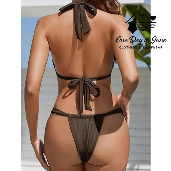 Charmleaks Brazilian Halter Triangle Bikini Swimsuit Size S - Picture 2 of 5